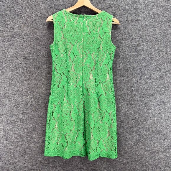 Unbranded Dress Women M Medium Green Floral Crochet Lined Zipper Sheath Midi - Picture 2 of 6